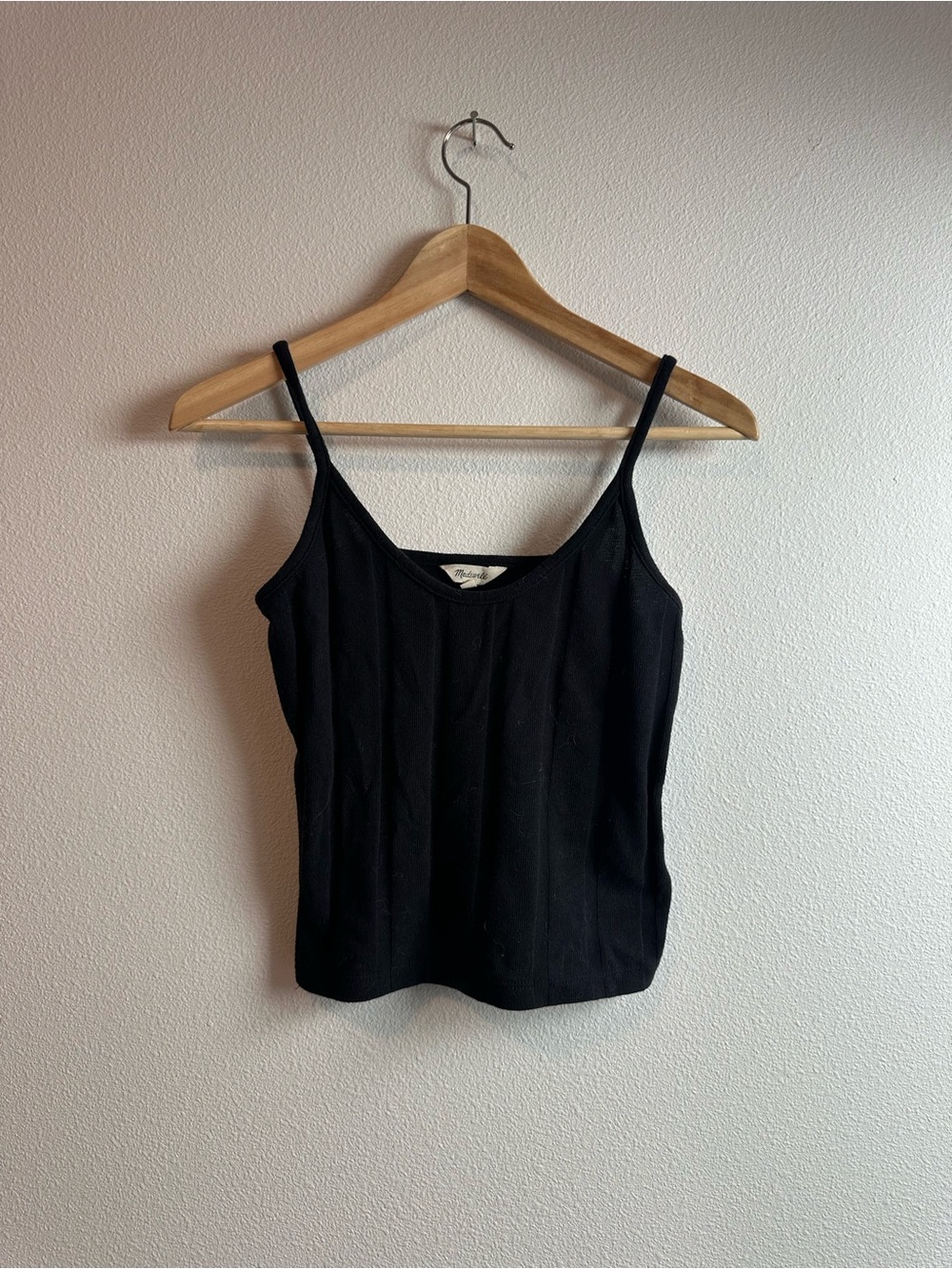 MADEWELL Black Ribbed Spaghetti Strap Tank Top Womens Size XS